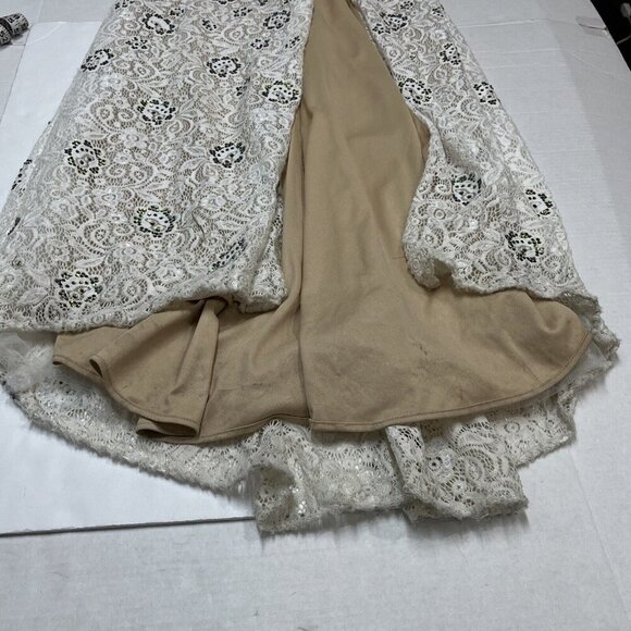 La‎ Femme 2 Piece Gown Womens 8 White Sequin Lace Halter Lace Up Slit Maxi Skirt - Picture 7 of 16